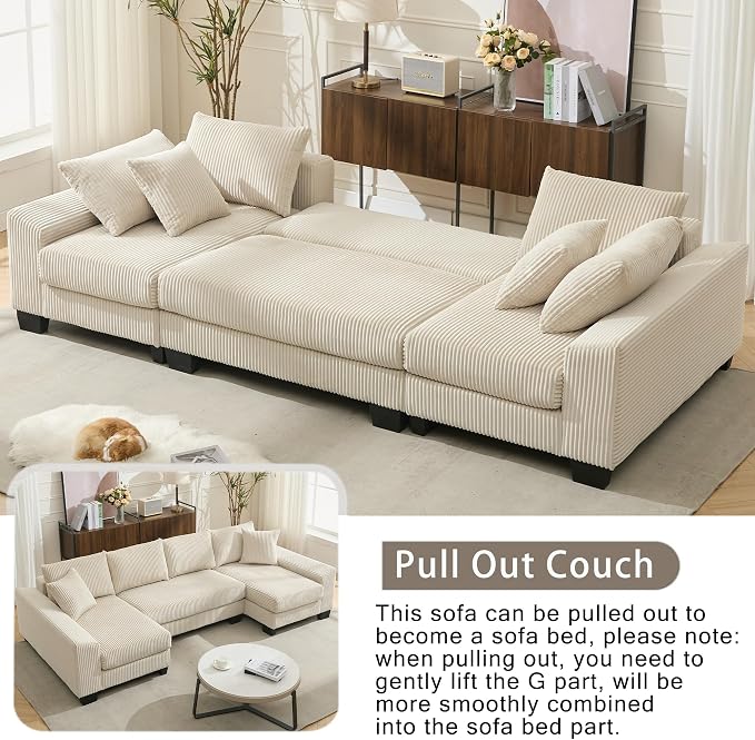114" Sectional Couches with Pull Out Bed - Image 7