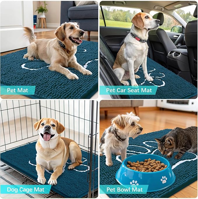 OLANLY Dog Door Mat for Muddy Paws 47x32, Paw Print Design, Absorbs Moisture - Image 7