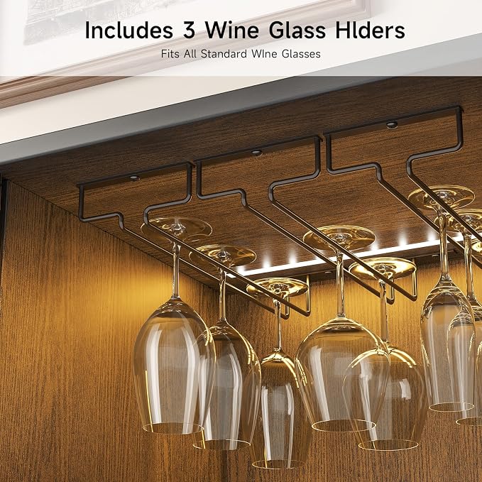 55 Inch Fluted Wine Bar Cabinet, Liquor Cabinet - Image 7