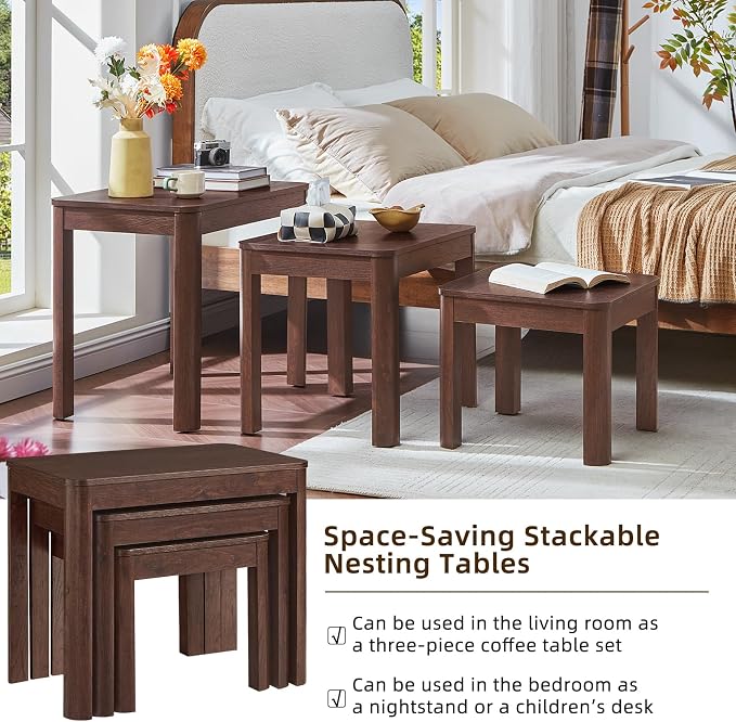 Joaxswe Farmhouse Nesting Tables Set of 3, Living Room Table Set - Image 8