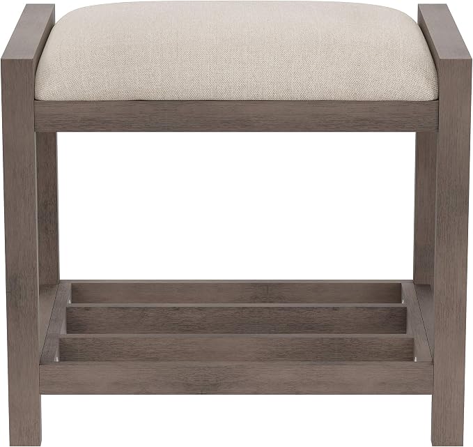 Hillsdale Furniture Amelia Vanity Stool, Antique Gray - Image 4