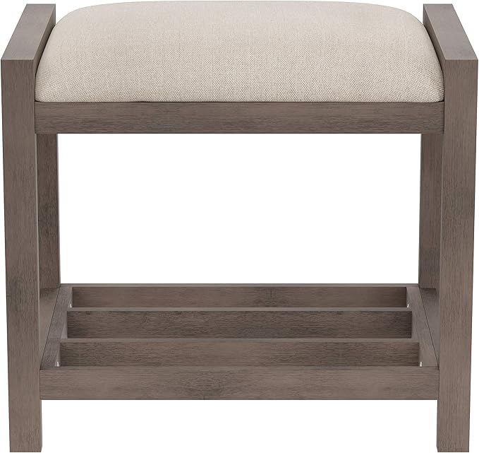 Hillsdale Furniture Amelia Vanity Stool, Antique Gray - Image 2