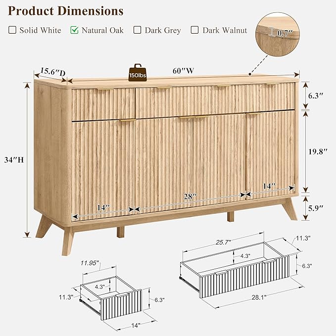 T4TREAM Large Buffet Sideboard Cabinet - Image 2