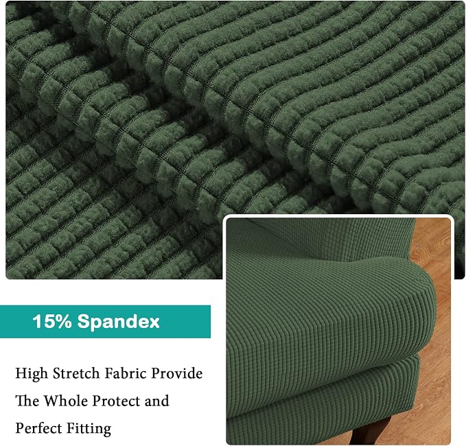 Turquoize Wingback Chair Covers 2 Piece Wing Chair Slipcover Stretch Slipcovers - Image 4