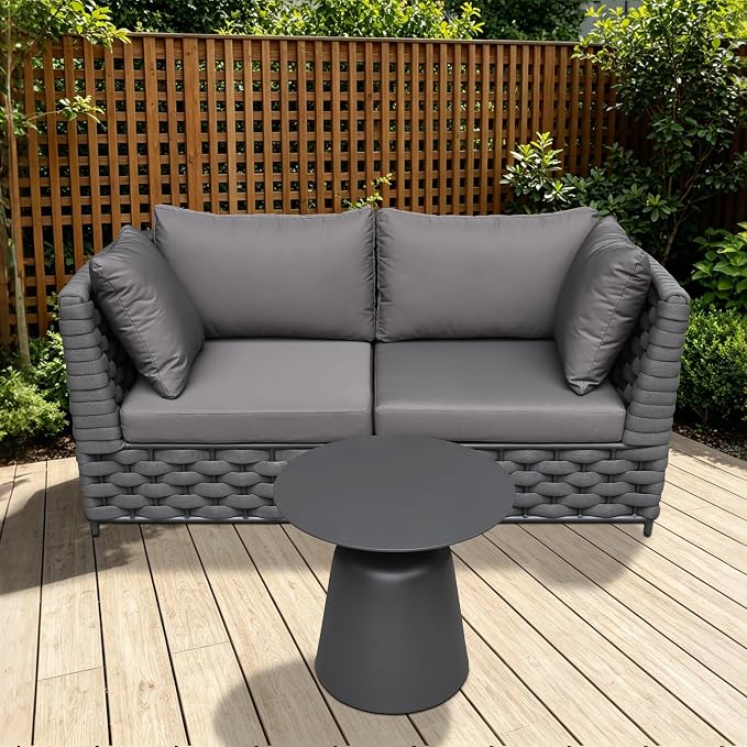 TWT 3-Piece Woven Rope Patio Furniture Set, 2 Outdoor Armchairs - Image 4