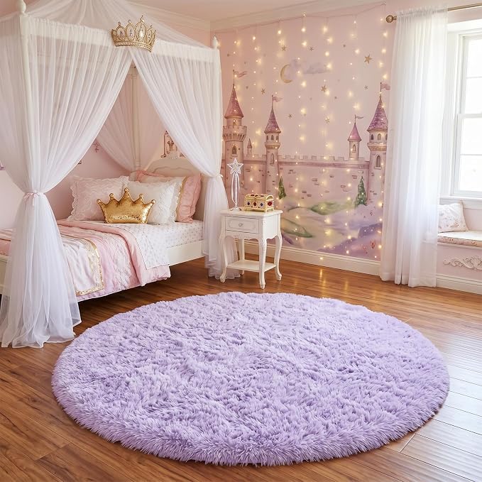 Amdrebio Light Purple Large Round Rugs 6Ft - Image 5