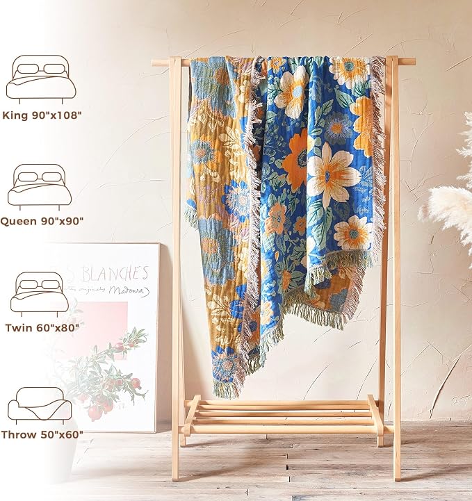 LUTBM Boho Throw Blanket for Bed Cotton Summer Blankets for Bedroom Living Room - Image 6