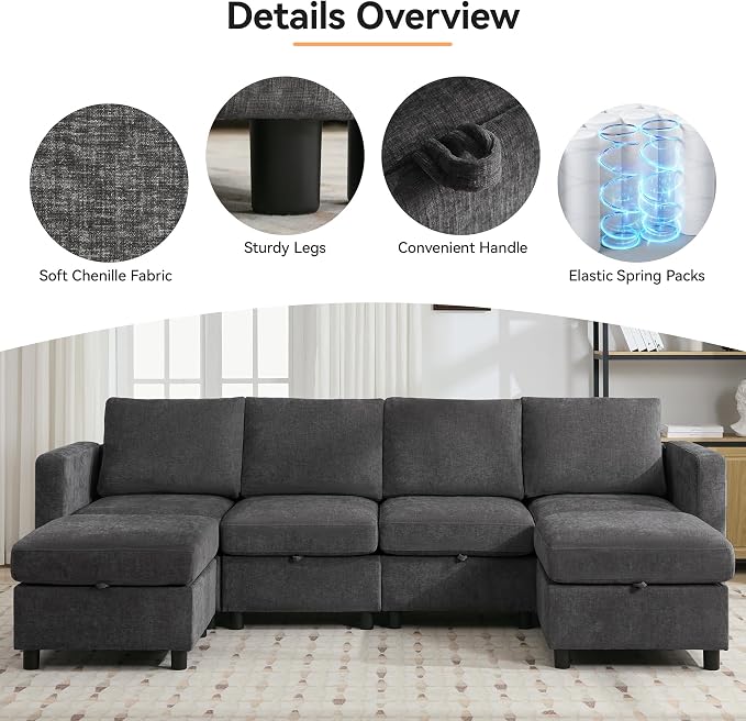 WUTUTUEE 58”Modular Sectional Loveseat Sofa - Image 3