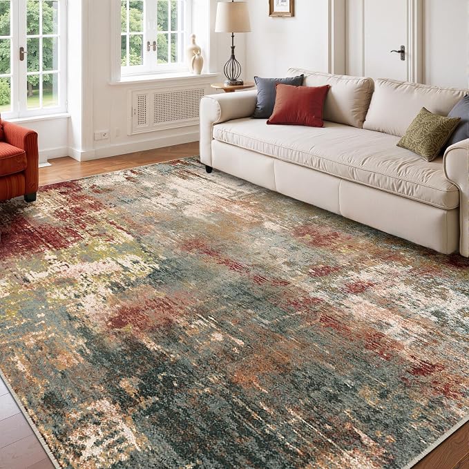 Washable Area Rugs 8'x10' Non-Slip Modern Abstract Soft - Image 8