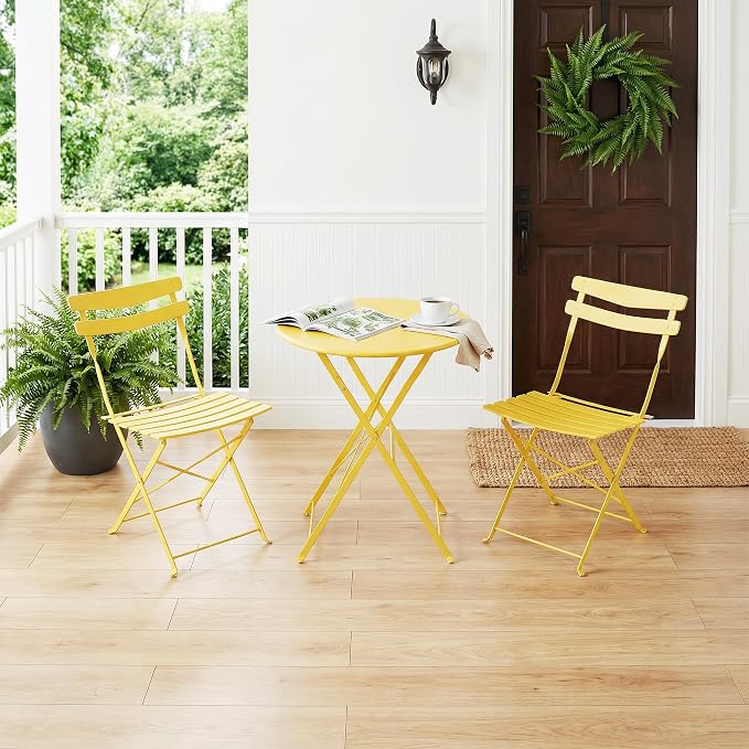 GarveeLife 3 Piece Patio Bistro Set, Folding Patio Bistro Table and Chairs Set - Image 7
