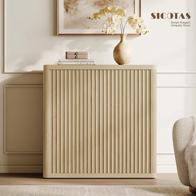 SICOTAS Buffet Cabinet with Storage Sideboard Accent Modern Credenza with Doors - Image 3