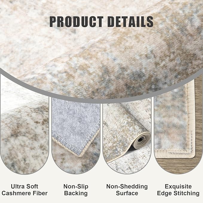 Washable Area Rug 3x10 Entryway Rug: Washable Modern Abstract Soft Thin Rug - Image 6