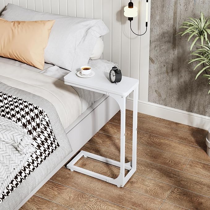 QEEIG Narrow C Shaped Side Table Set of 2 Living Room Sets Slim Couch Tray - Image 5