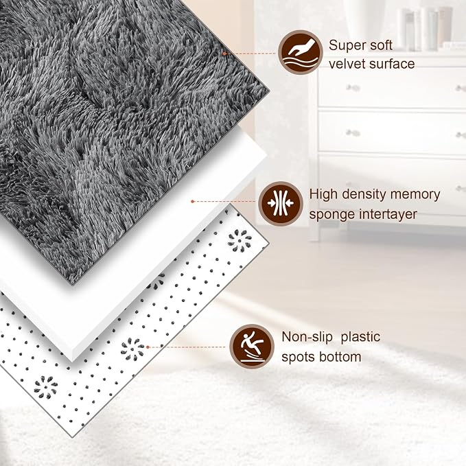TWINNIS Super Soft Shaggy Rugs Fluffy Carpets, 8x10 Feet, Indoor Modern Plush - Image 2
