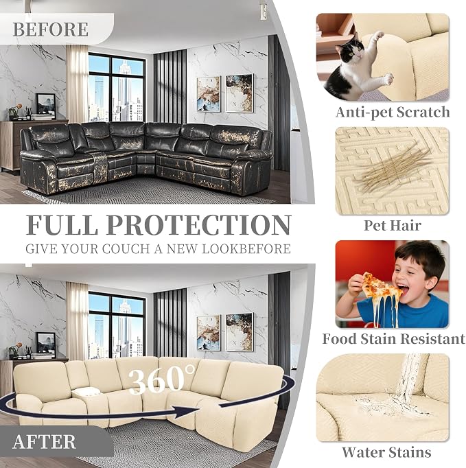 100% Waterproof Sectional Recliner Couch Covers - Image 5