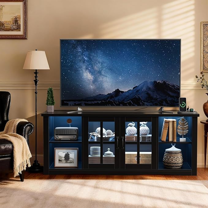 YESHOMY Farmhouse LED TV Stand - Image 2