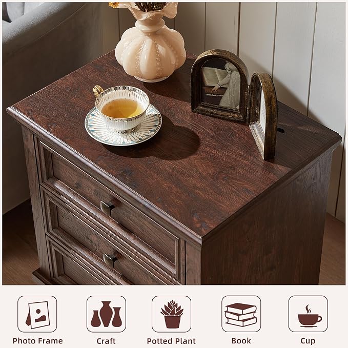 SAVOR LIFE Farmhouse Nightstand Set of 2, Rustic Couch End Table - Image 7