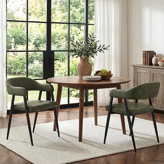 HNY Modern Dining Room Arm Chairs Set of 2, Open-Back Kitchen Side Chairs by HNY