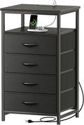 Huuger Night Stand with Charging Station, 4 Drawer Dresser by Huuger