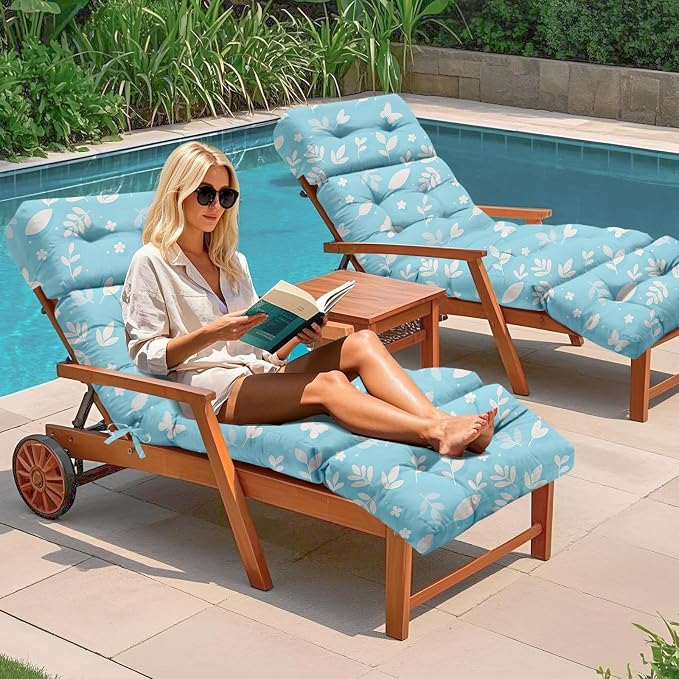 2 Pcs Outdoor Chaise Lounge Chair Cushion 75.1 x 22.8 x 4.7 Inches 100% - Image 6