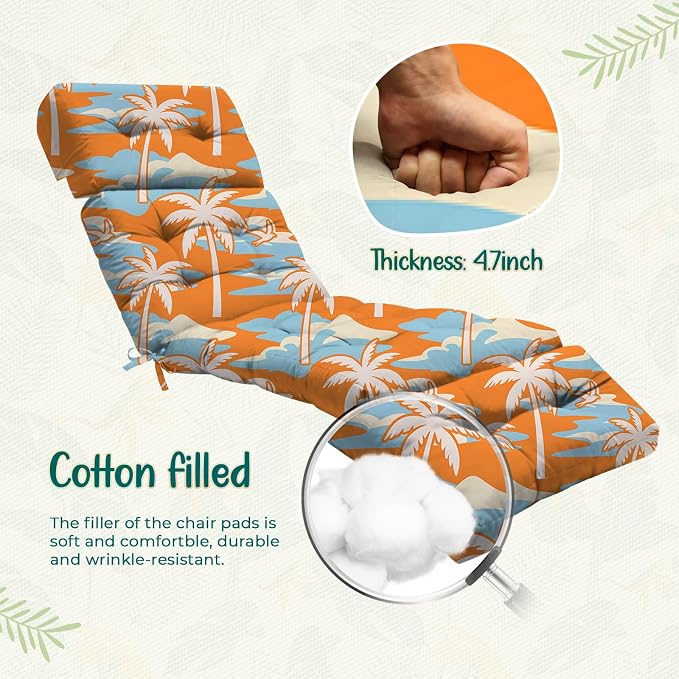 Outdoor Chaise Lounge Chair Cushion 75.1 x 22.8 x 4.7 Inches 100% Waterproof - Image 5