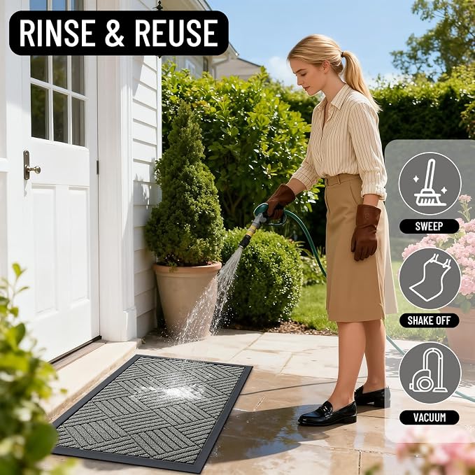OLANLY Front Door Mat Outside Entrance 35x23, Heavy Duty Sturdy Natural Rubber - Image 7