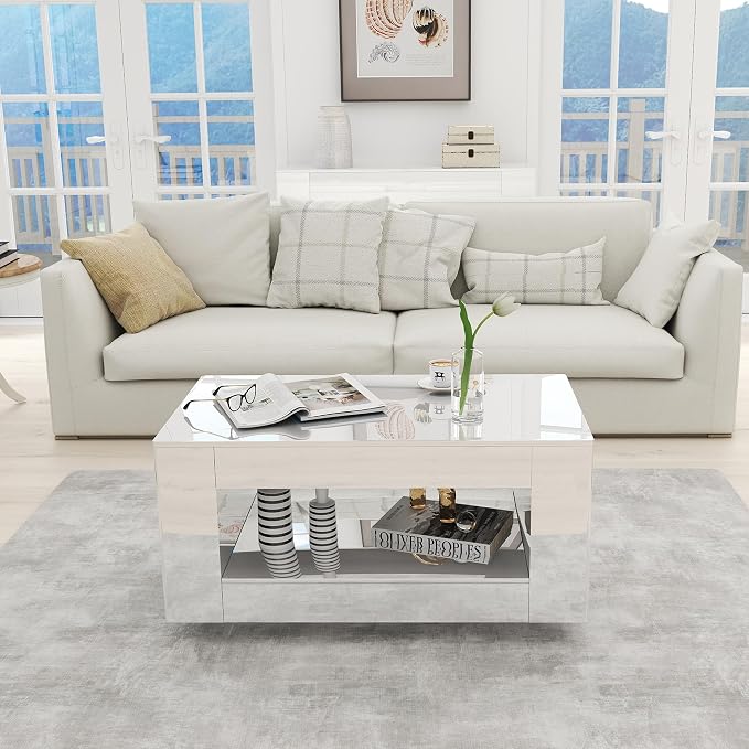 35" High Gloss Wood Coffee Table - Image 6
