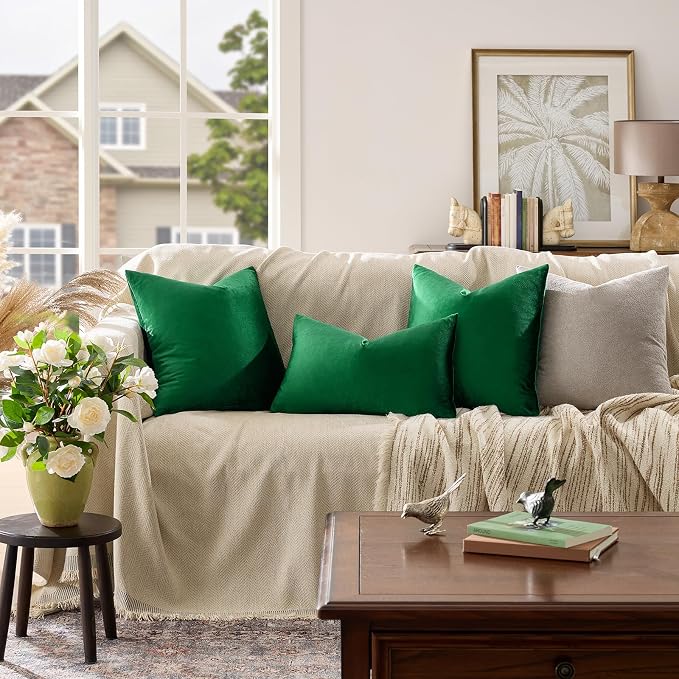 GIGIZAZA Decorative Throw Pillow Covers 26x26, Velvet Sofa Boho Cushion Pillows - Image 2