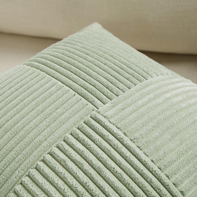 Fancy Homi 2 Packs Sage Green Decorative Throw Pillow Covers 22x22 Inch - Image 3