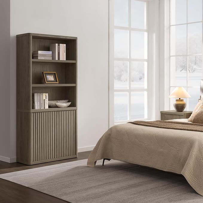 SICOTAS Book Shelf with Doors 71" Tall 6 Tier Bookshelf with Adjustable Shelves - Image 8
