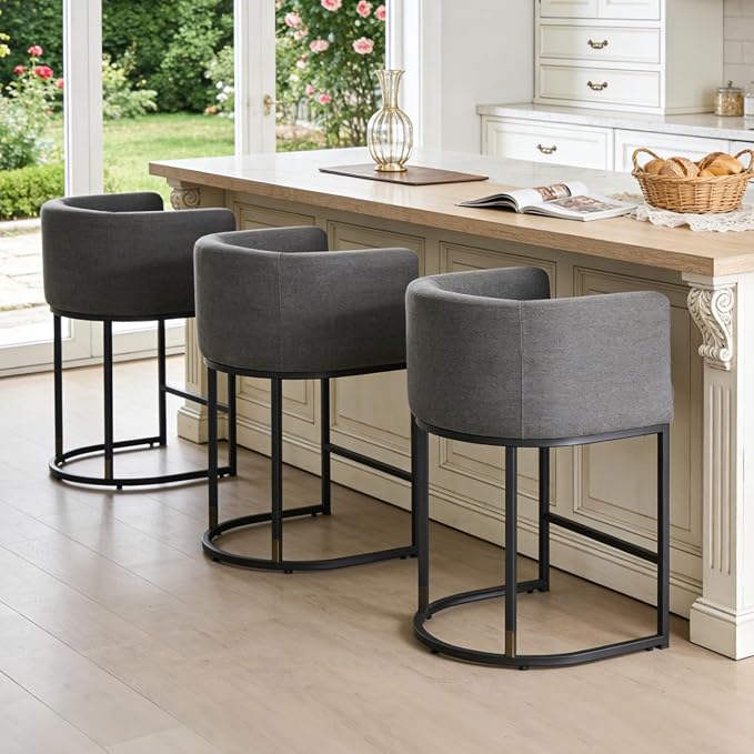 ClinQ 26" H Counter Height Bar Stools Set of 6, Modern Barrel Counter Stools - Image 7