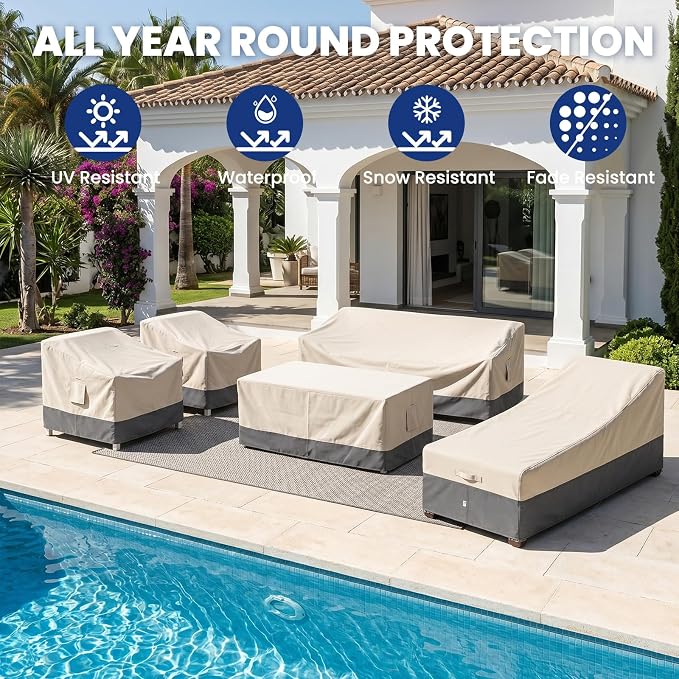 Extra Heavy Duty Patio Chaise Lounge Cover Waterproof 2 Pack - Image 7