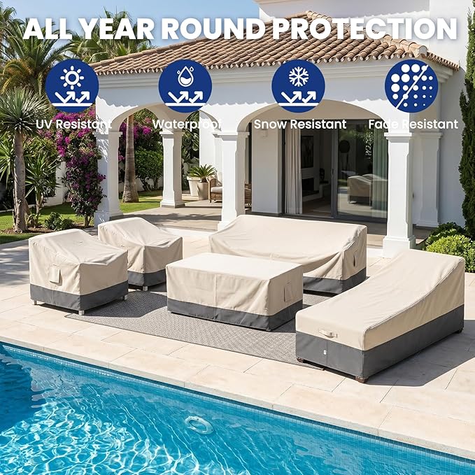 Extra Heavy Duty Patio Chaise Lounge Cover Waterproof 2 Pack - Image 7