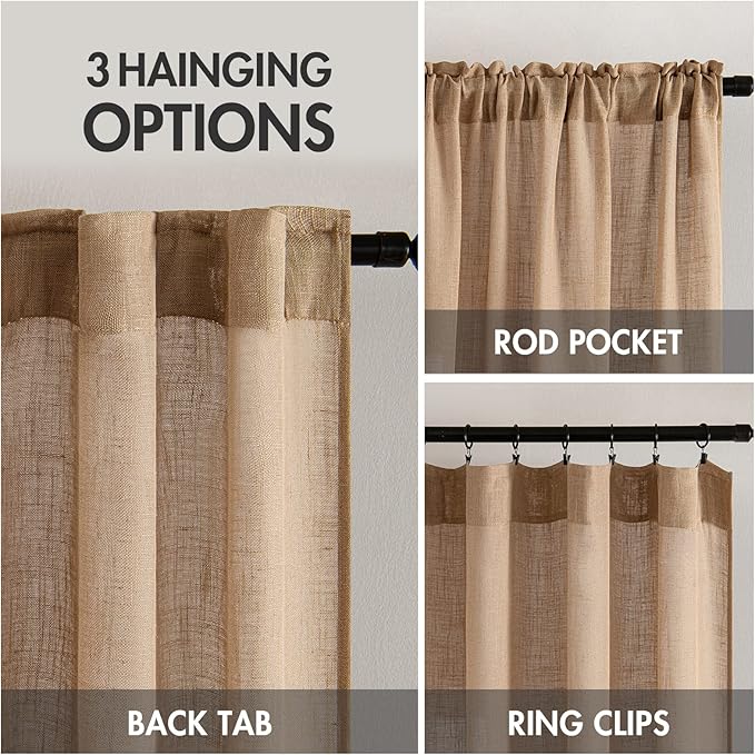 MIULEE Brown Linen Curtains 96 Inches Long - Image 3