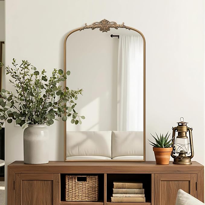 Besdomus Vintage Gold Arched Mirror: 24"x42" French Large Arch Gold Antique - Image 5