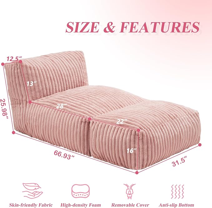 Hobestluk Big Bean Bag Lounger Chairs Large Beanbag Chair - Image 2