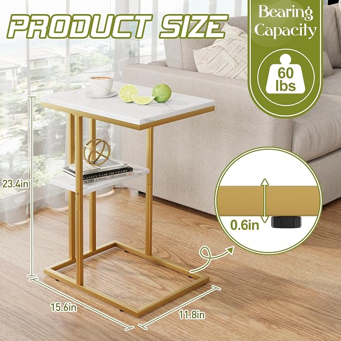C Shaped End Side Table, Couch Sofa Table - Image 2