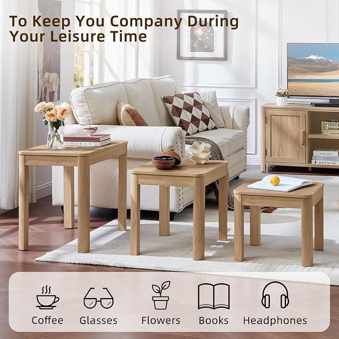 Joaxswe Farmhouse Nesting Tables Set of 3, Nesting Side Tables - Image 6