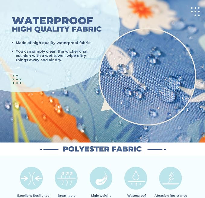 DANGHOOGY Wicker Chair Cushions, Waterproof Outdoor Loveseat Cushions - Image 4