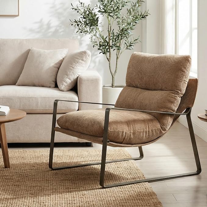 LukeAlon Modern Chenille Accent Armchair, Upholstered Lounge Chair - Image 3