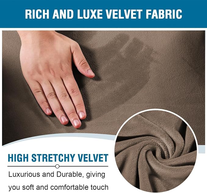 H.VERSAILTEX Velvet Stretch Recliner Couch Covers 4-Pieces Style Recliner Chair - Image 3