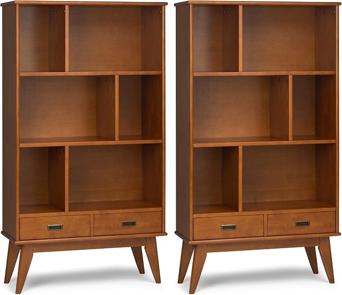 SIMPLIHOME Draper 35 inch Mid-Century Modern 6 Cubbie Bookcase by SimpliHome