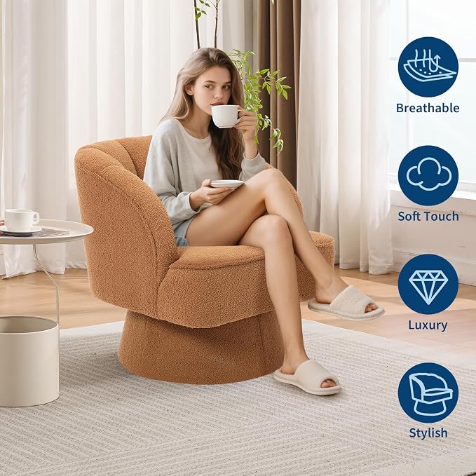 Garvee Ultra-Plush Swivel Accent Chair, 360° Barrel Lounge Chair - Image 4