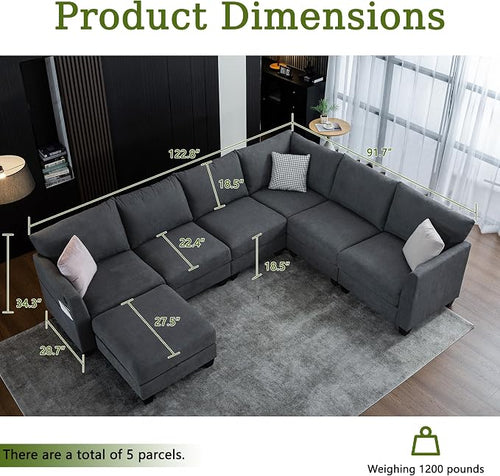 122.8" Large Sectional Couches for Living Room, 6 Seater L Shaped Modular - Image 2