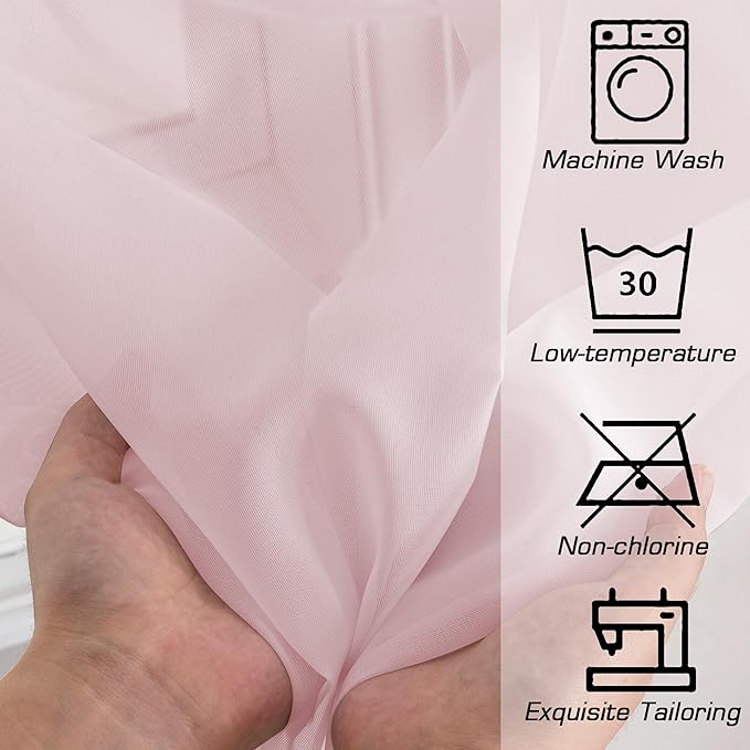 OWEINE Sheer Curtains 84 Inches Long 2 Panels Set, Rod Pocket Fimly Voile Solid - Image 5