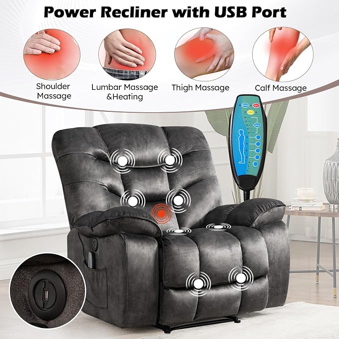 HAOMARKETS 2-Piece Recliner Sofa Set, Include Single Power Recliner Chair - Image 3