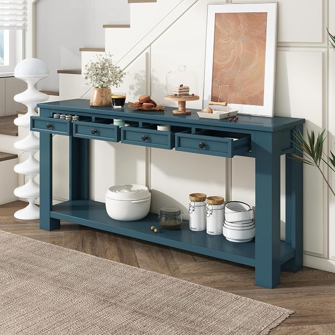 LKTART Solid Wood Console Table, 63 in Long Sofa Table Entryway Table - Image 4