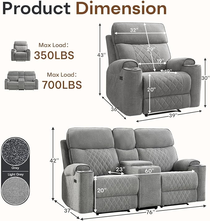 HAOMARKETS 2-Piece Power Recliner Sofa Set - Image 2