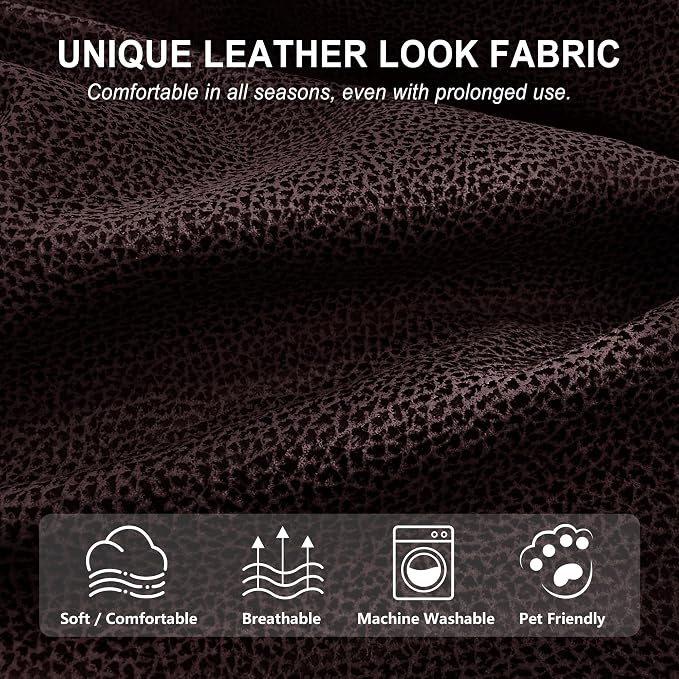 ANARACHON Leather Look Recliner Chair Covers, 4-Pieces Stretch Recliner Cover - Image 5