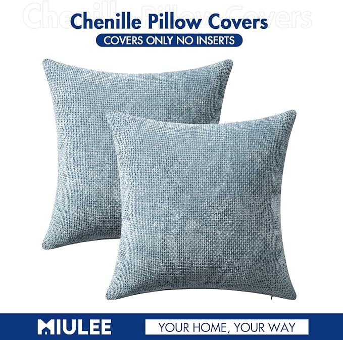 MIULEE Pack of 2 Couch Throw Pillow Covers 22x22 Inch Coastal Smoke Blue Modern - Image 7